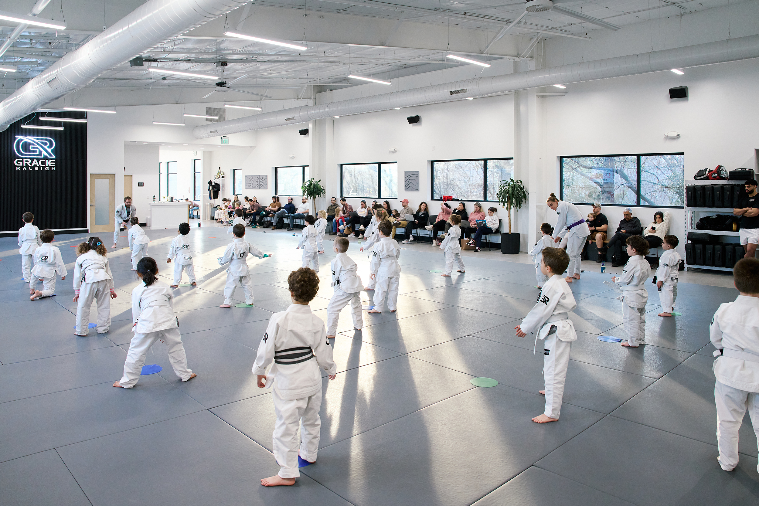 Kids Brazilian Jiu-Jitsu class in Raleigh NC teaching self-defense, confidence, and discipline at Gracie Raleigh